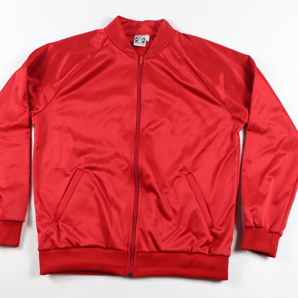90s New Brute Mens Large Soccer Track Jacket Red